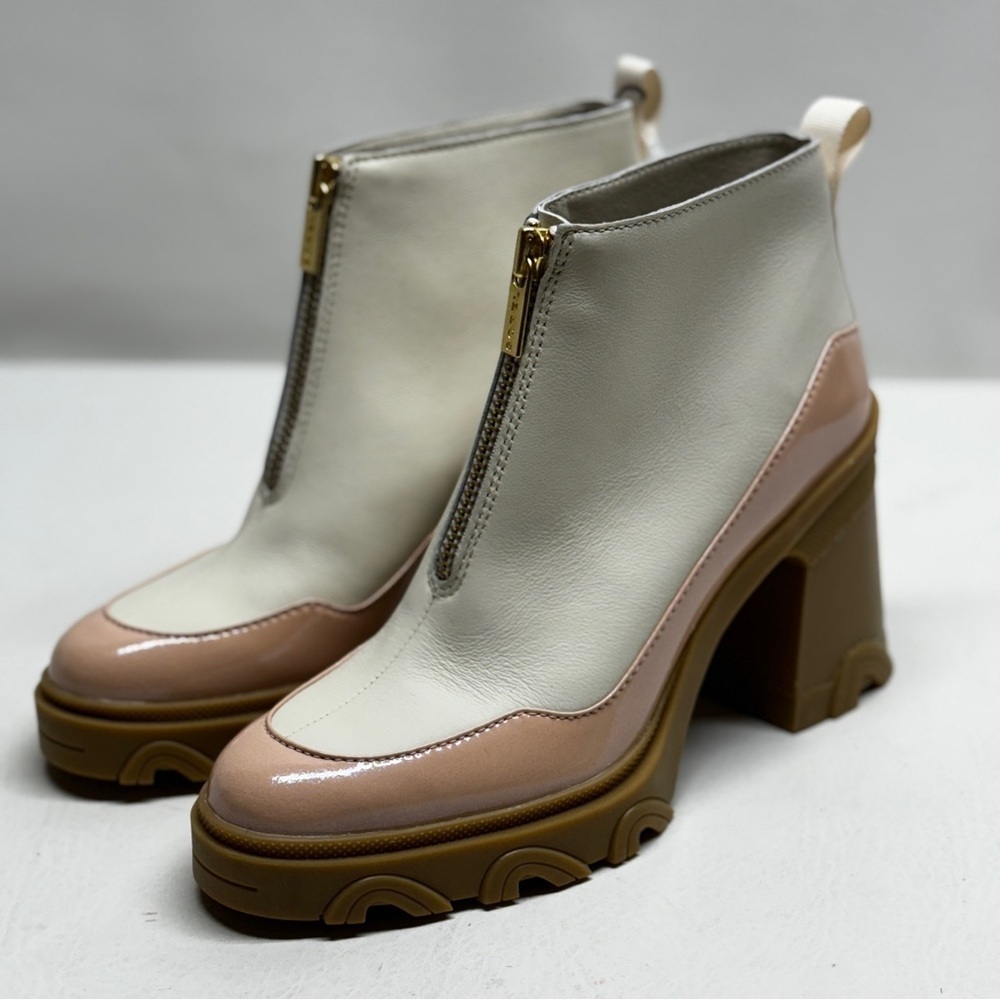 Sorel Waterproof Brex Heeled Chalk/Peach Women Chelsea Leather Zip Booties 8 - Picture 11 of 11